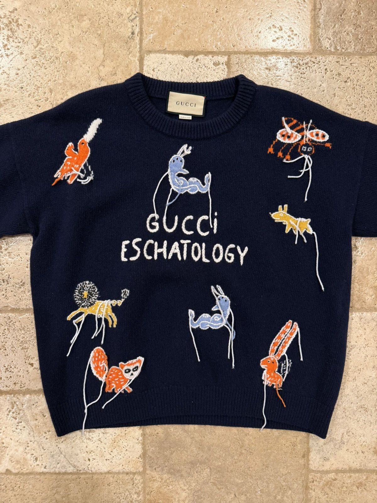 Gucci Gucci SS21 Navy Freya Hartas Edition 'Eschatology' Sweater Size US XXL / EU 58 / 5 - 4 Thumbnail