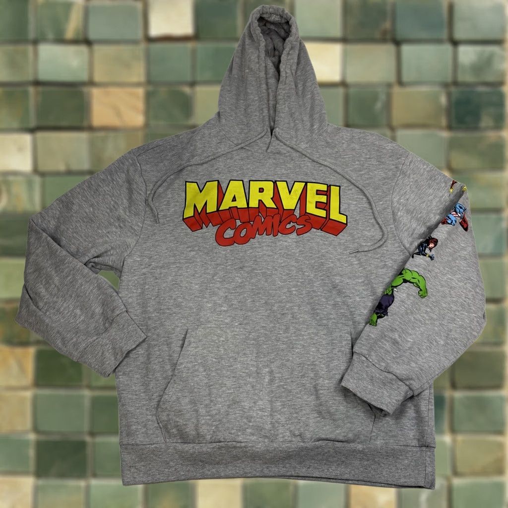 Vintage VINTAGE? Marvel Comics Pullover Hoodie Men’s XL Gray Original Avengers Seeve Back Graphic Size US XL / EU 56 / 4 - 1 Thumbnail