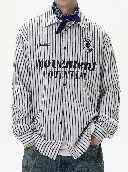 Japanese Brand Yoshiko x Fuji Blokecore retro movement striped shirt Size US XL / EU 56 / 4 - 8 Thumbnail