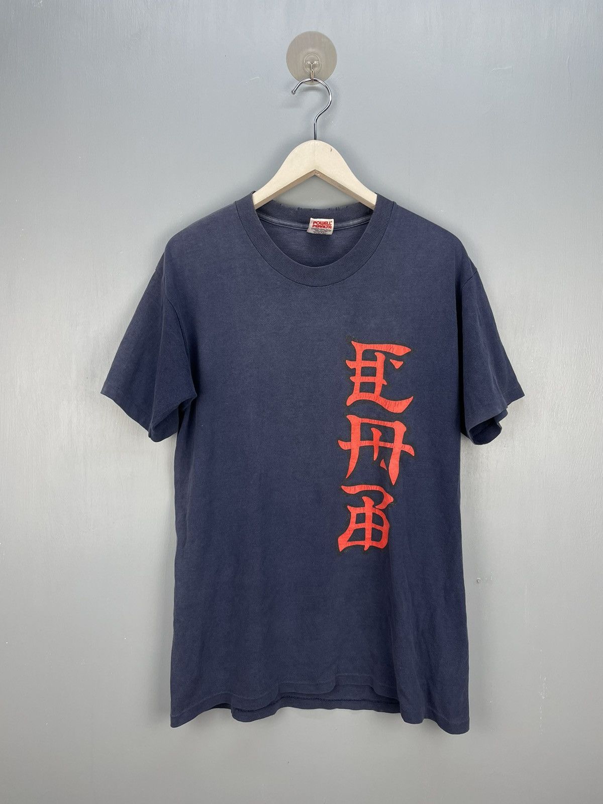image of Vintage 90's Powell Peralta Steve Caballero Skateboard Tshirt in Blue, Men's (Size Medium)