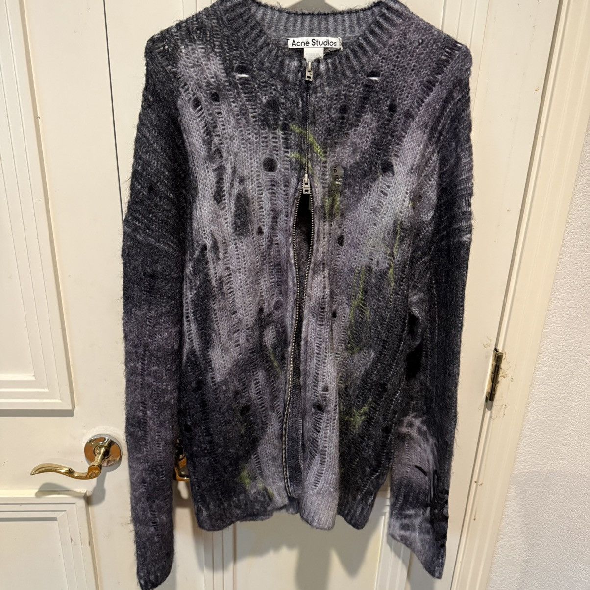 Acne Studios Acne Studios multicoloured distressed mohair cardigan jacket Size US L / EU 52-54 / 3 - 8 Thumbnail