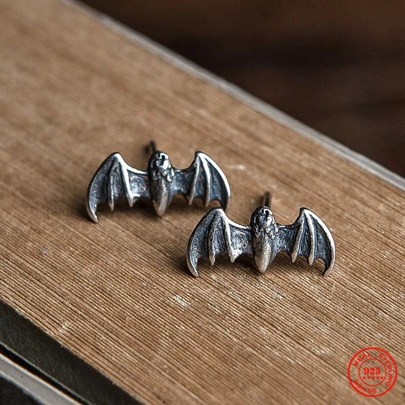 Jewelry Tiny Bat Stud Earrings 925 Sterling Silver Ear Charms Gift Size ONE SIZE - 3 Thumbnail