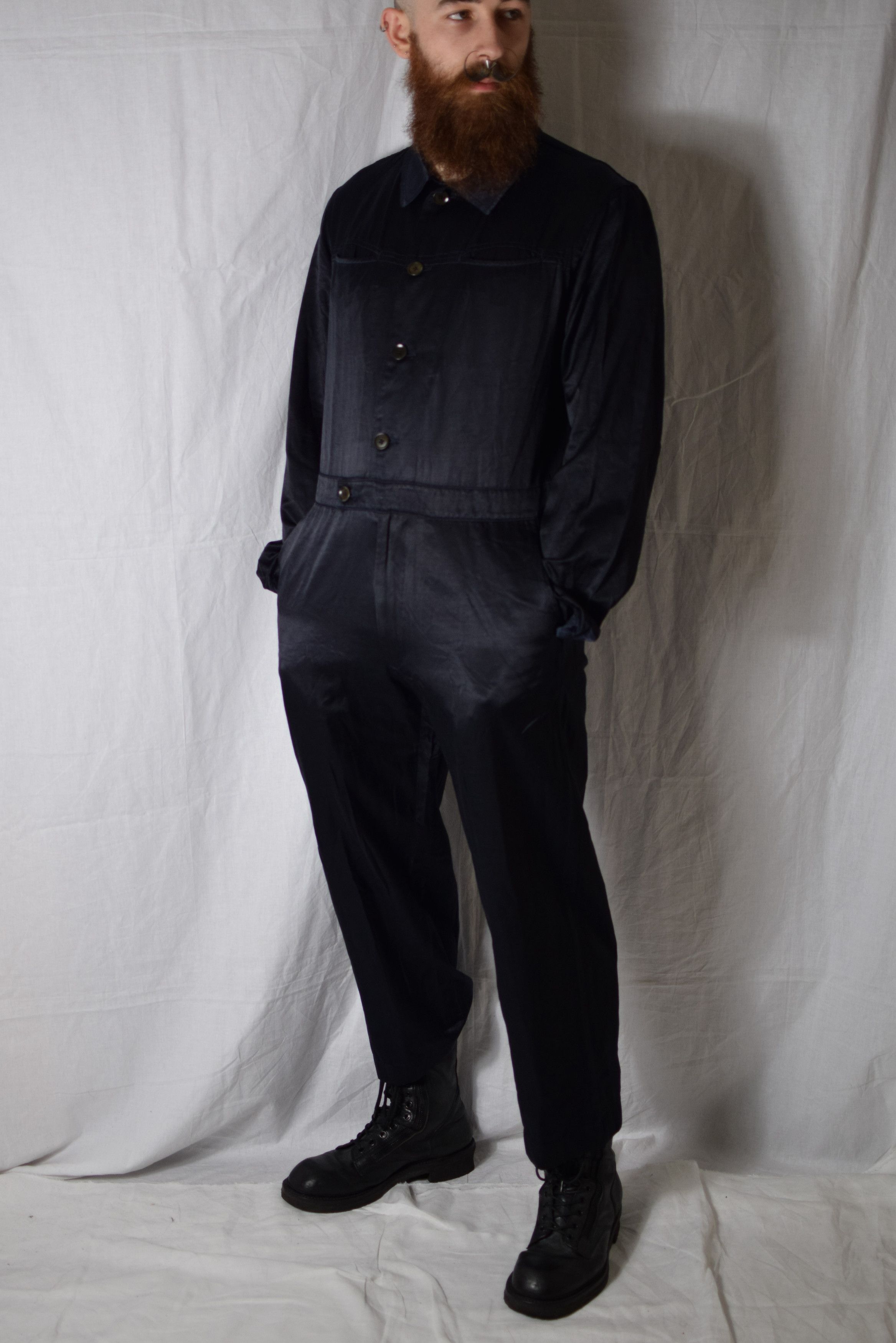 Pre-owned Yohji Yamamoto Yyph Ss01 Jumpsuit - Hx-d01-207 In Blue