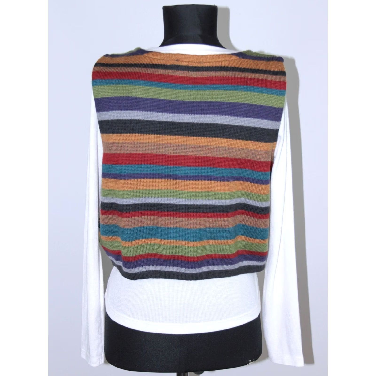 Vintage Deerberg Vest Wool Deerberg Womens Vest Short Wool Vest Multicoloured Round Neck Size S Womens Clothing Size 28" / US 6 / IT 42 - 3 Thumbnail