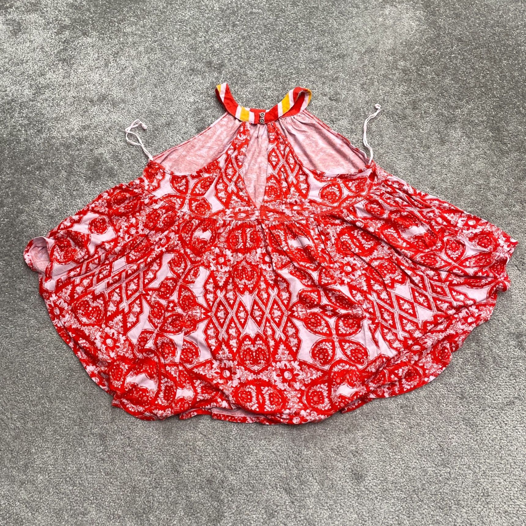 Free People Free People Paisley Halter Top Womens Small Red Racerback Casual Linen Blend Shirt Sleeveless Beach Bohemian Women XS? Size S / US 4 / IT 40 - 2 Thumbnail