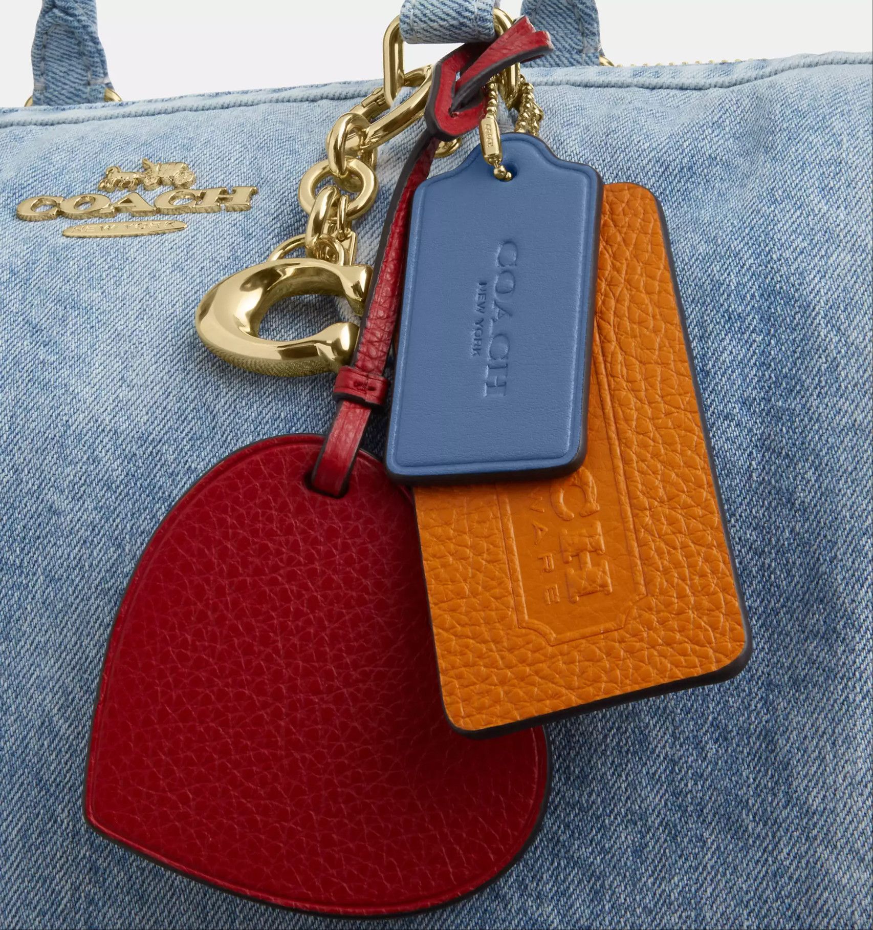 Coach Rowan Large Satchel Bag In Loved Denim With Charms CDY75 Size ONE SIZE - 15 Thumbnail