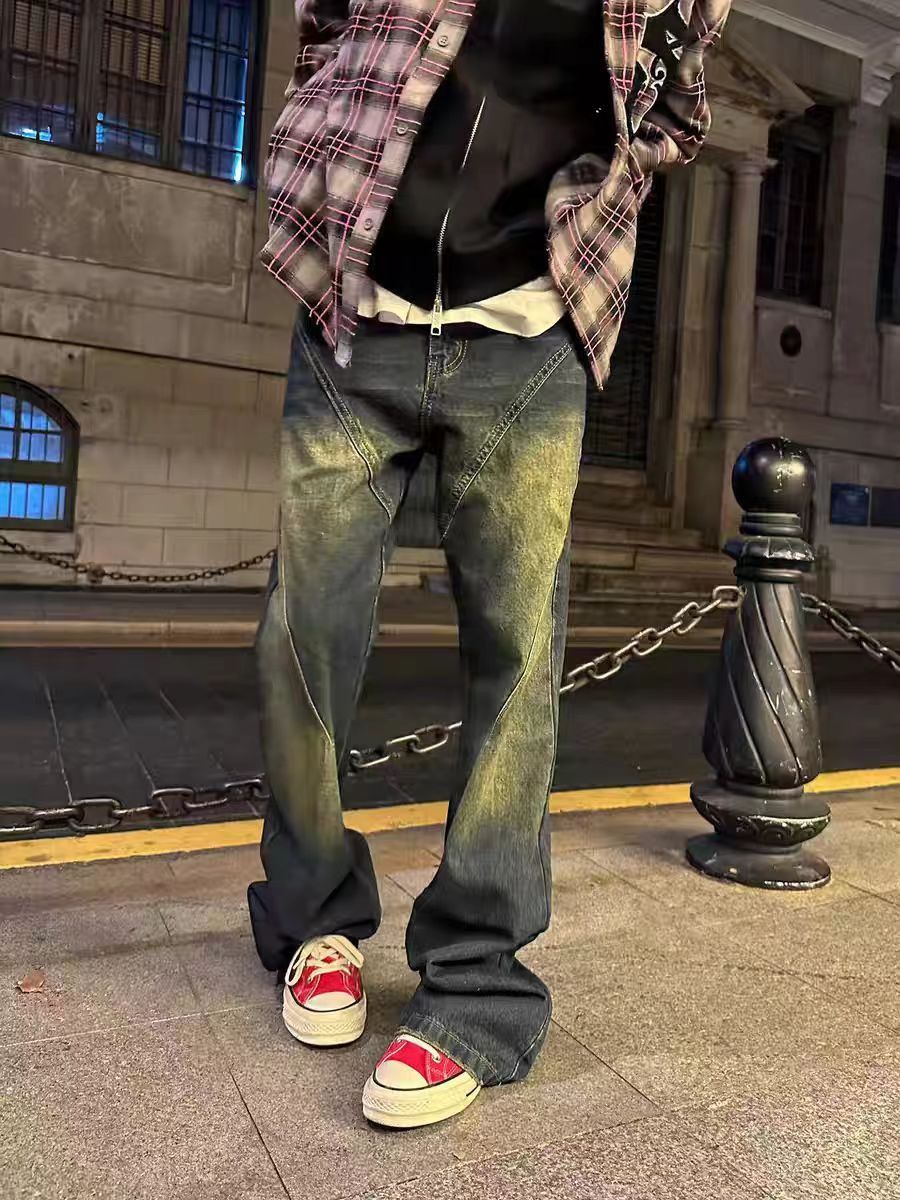 Japanese Brand × Vintage Vintage street spliced washed and faded micro flare jeans Size US 30 / EU 46 - 8 Thumbnail