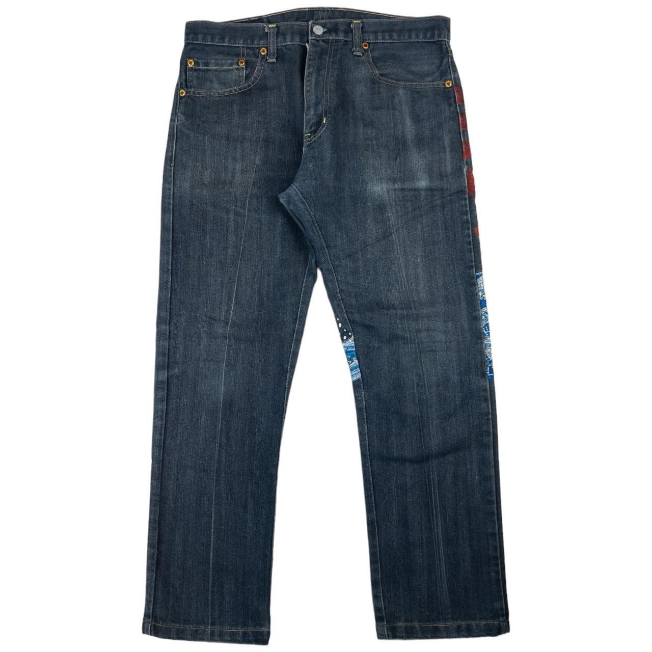 Other Vintage Sugoi Japanese Fish Embroidered Denim Jeans Size W33 Size US 33 - 3 Thumbnail
