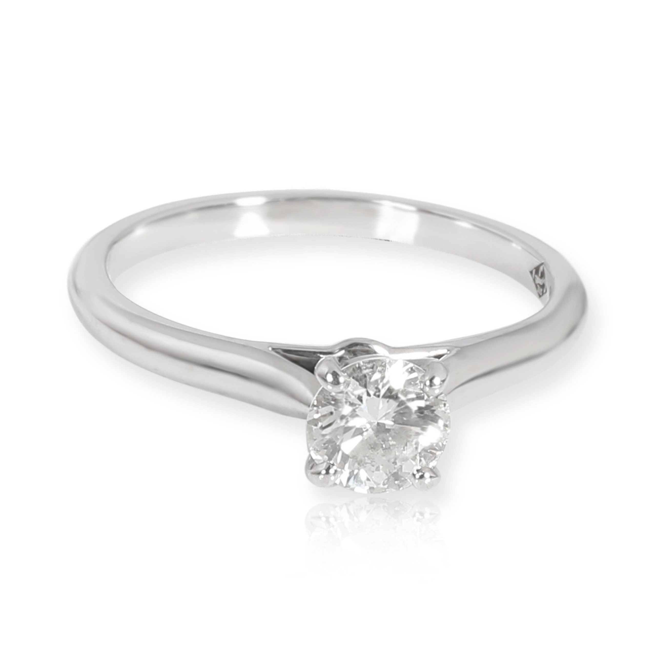 image of Cartier 1895 Diamond Solitaire Ring In Platinum 0.39 Ctw in Silver, Women's