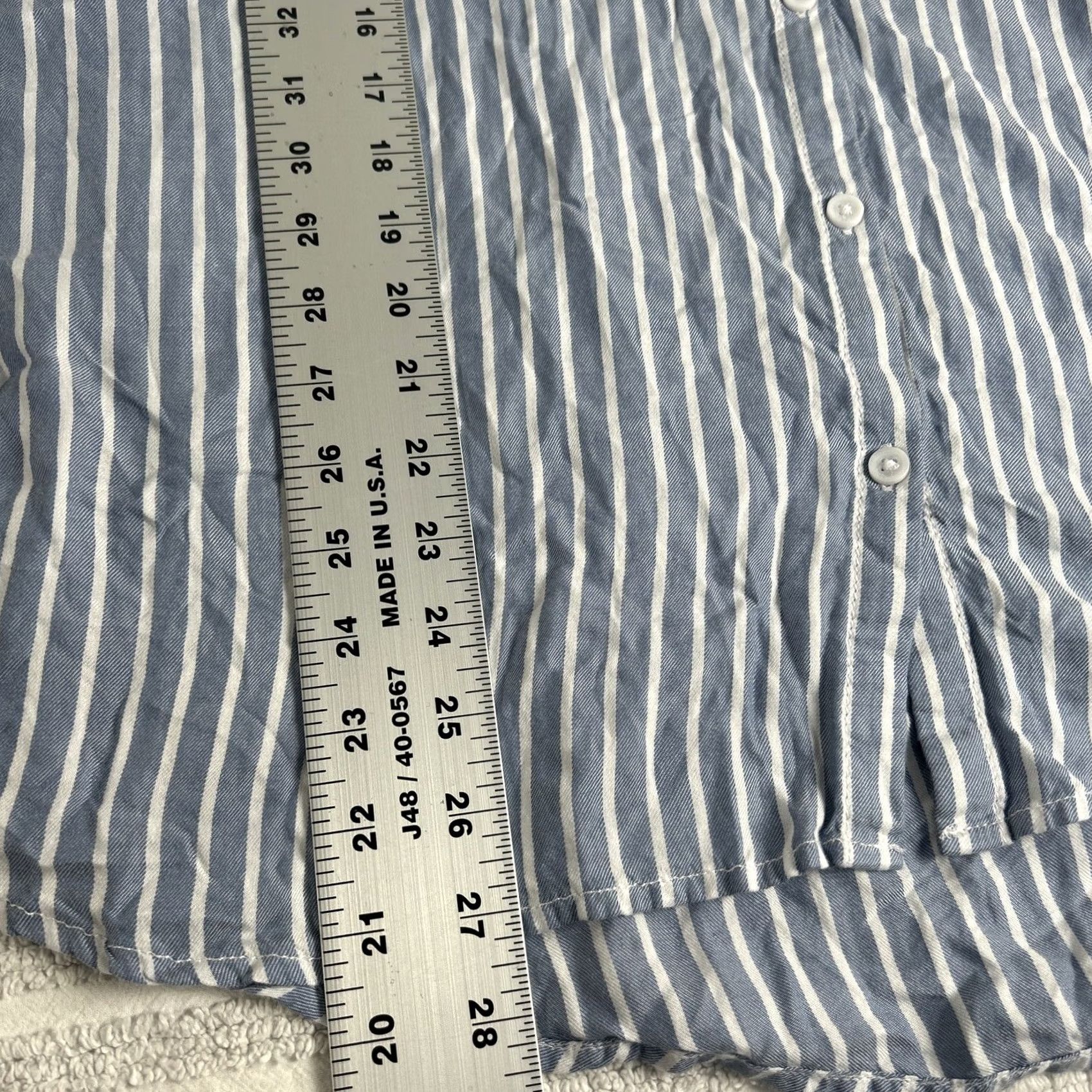 Vintage Beach Lunch Lounge Women's XL Blue White Striped Button Down Shirt Blouse Top Size XL / US 12-14 / IT 48-50 - 7 Thumbnail