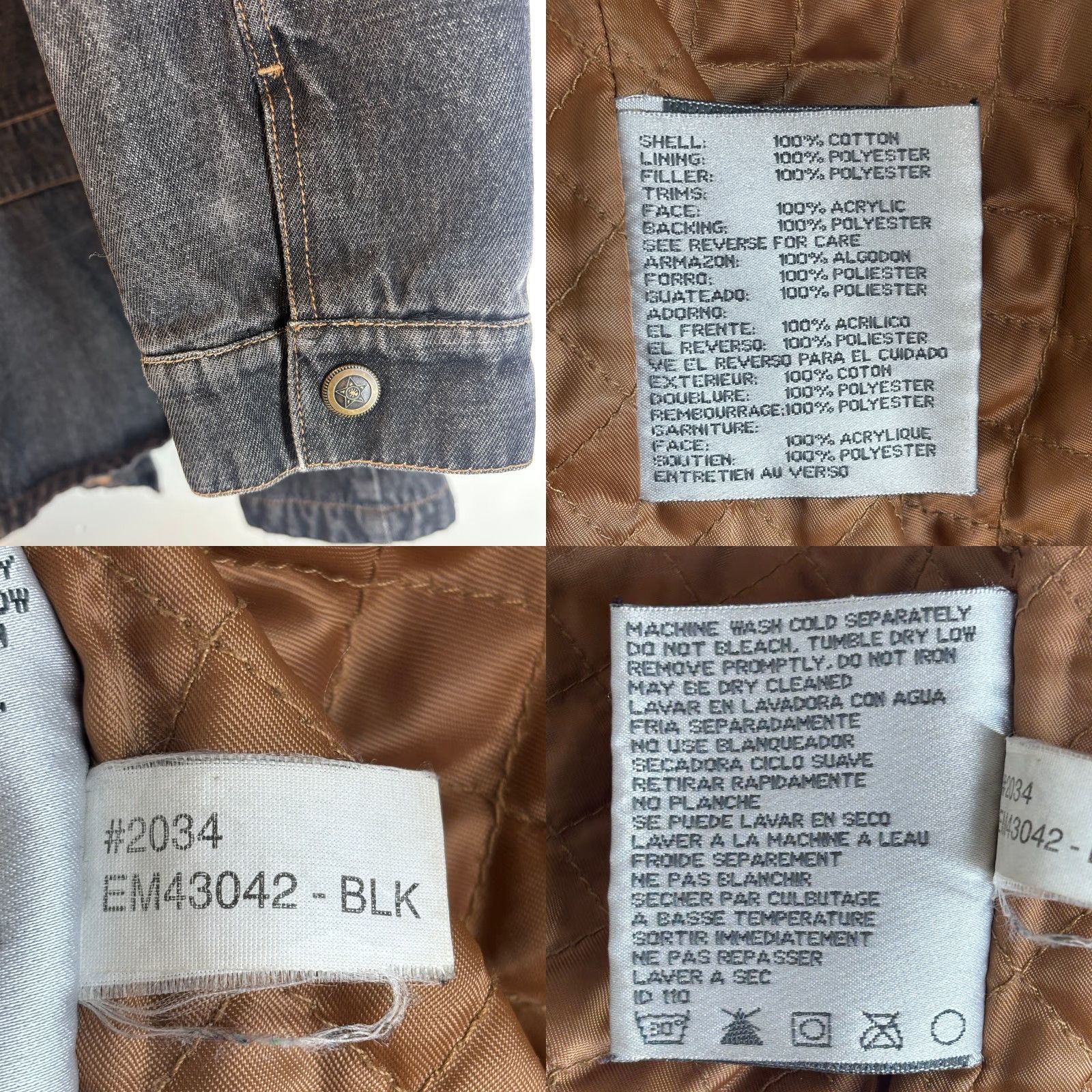 Nine West Nine West Jacket Womens Medium Black Denim Quilted Lined Notch Snap Western Jacket Size M / US 6-8 / IT 42-44 - 8 Thumbnail