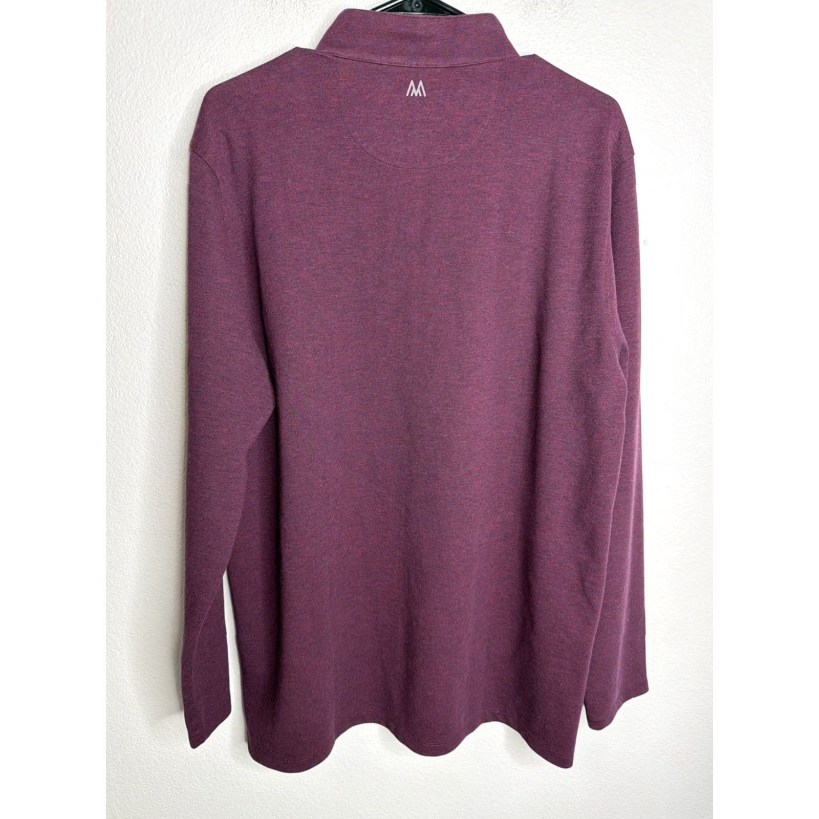 Mizzen+Main Mizzen Main Sweater 1/4 Zip Pullover Long Sleeve Mens Large Burgundy Purple Solid Mock Neck Cotton Blend EUC Size US L / EU 52-54 / 3 - 5 Thumbnail