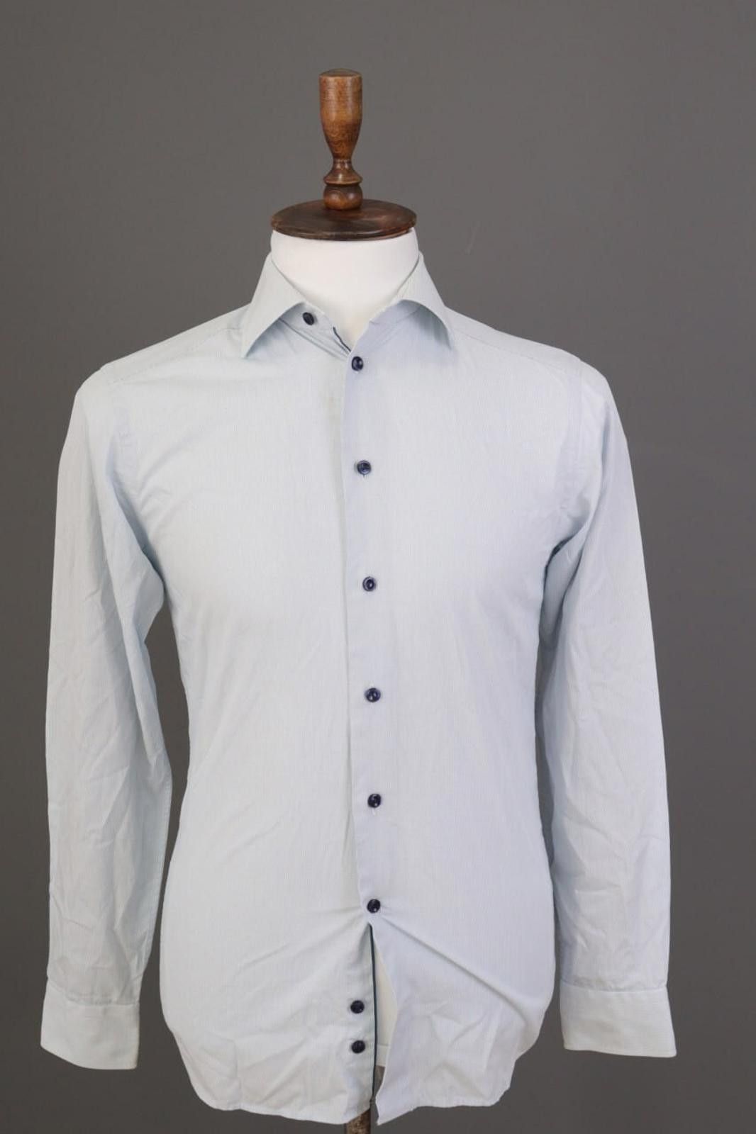 Eton Eton Slim Fit Blue Printed Button Down Shirt Size 38 / 15 Size US M / EU 48-50 / 2 - 1 Thumbnail
