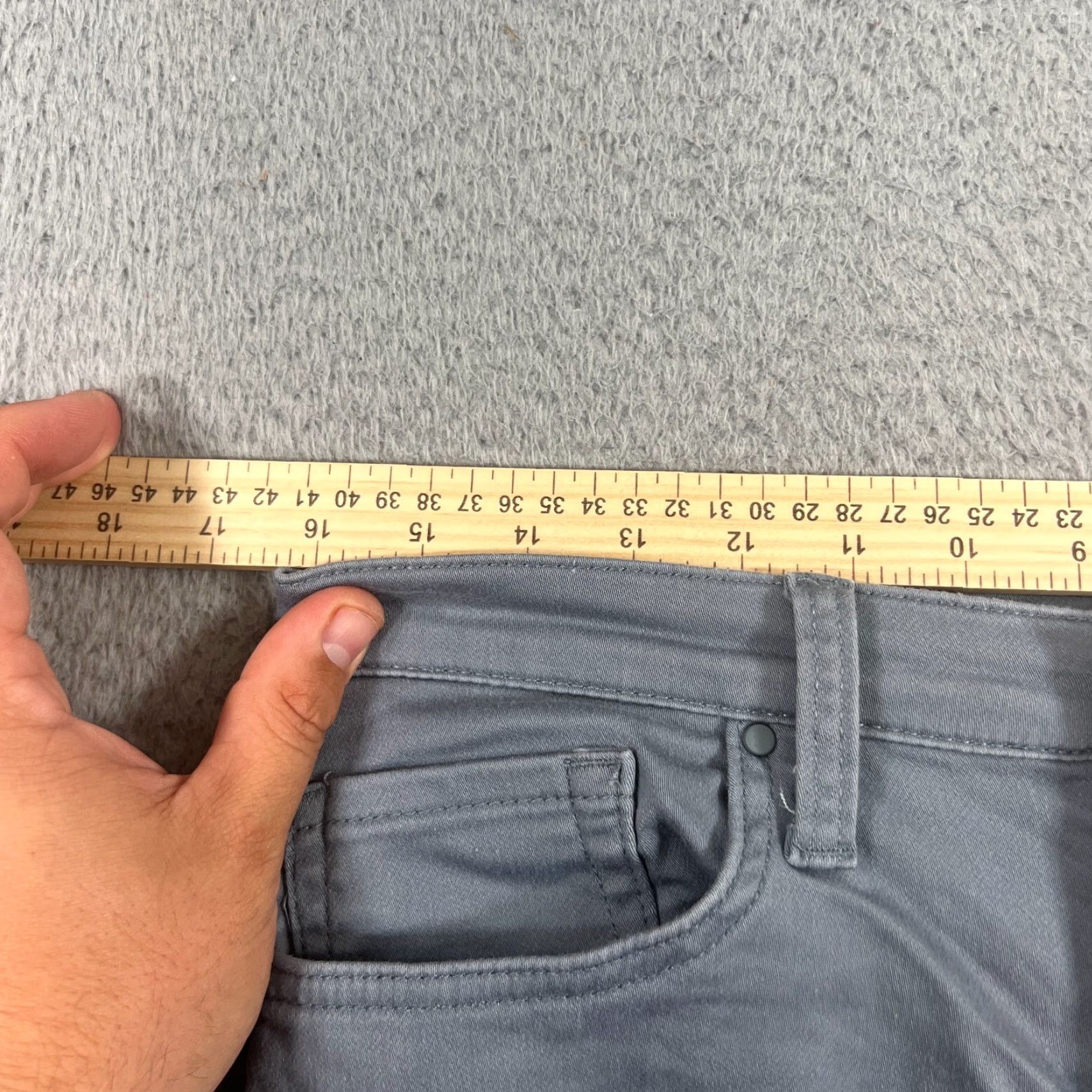 Vintage Swet Tailor Pants Mens 33x32 Chino Slim Fit Stretch Casual Button Logo 5-Pocket Design Gray Cotton Spandex Knit Tapered Flat Front Zip Size US 33 - 4 Thumbnail