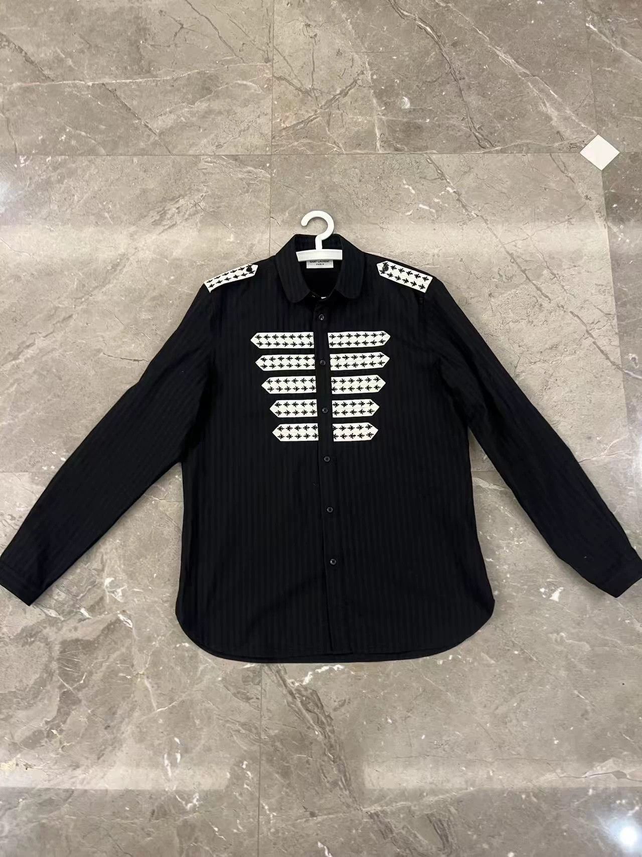 Saint Laurent Paris Black Long Sleeve Button-Up Shirt with White Patterns Size US L / EU 52-54 / 3 - 1 Thumbnail