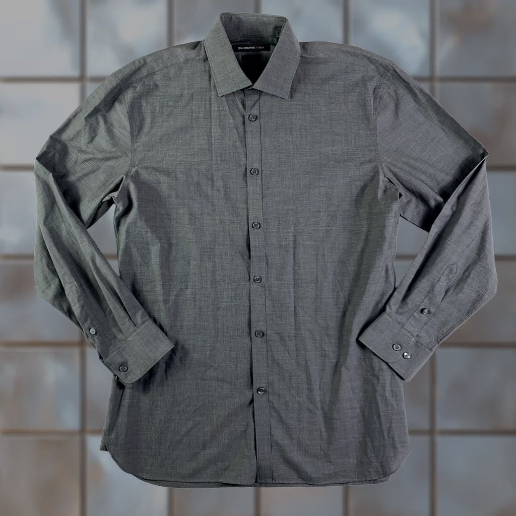 John Varvatos john Varvatos USA Slim Fit Poplin Shirt Men 15 1/2 34/35 Gray Long sleeve Shirt Slim Mens Poplin Button-Up Collared Spread Size US L / EU 52-54 / 3 - 1 Thumbnail