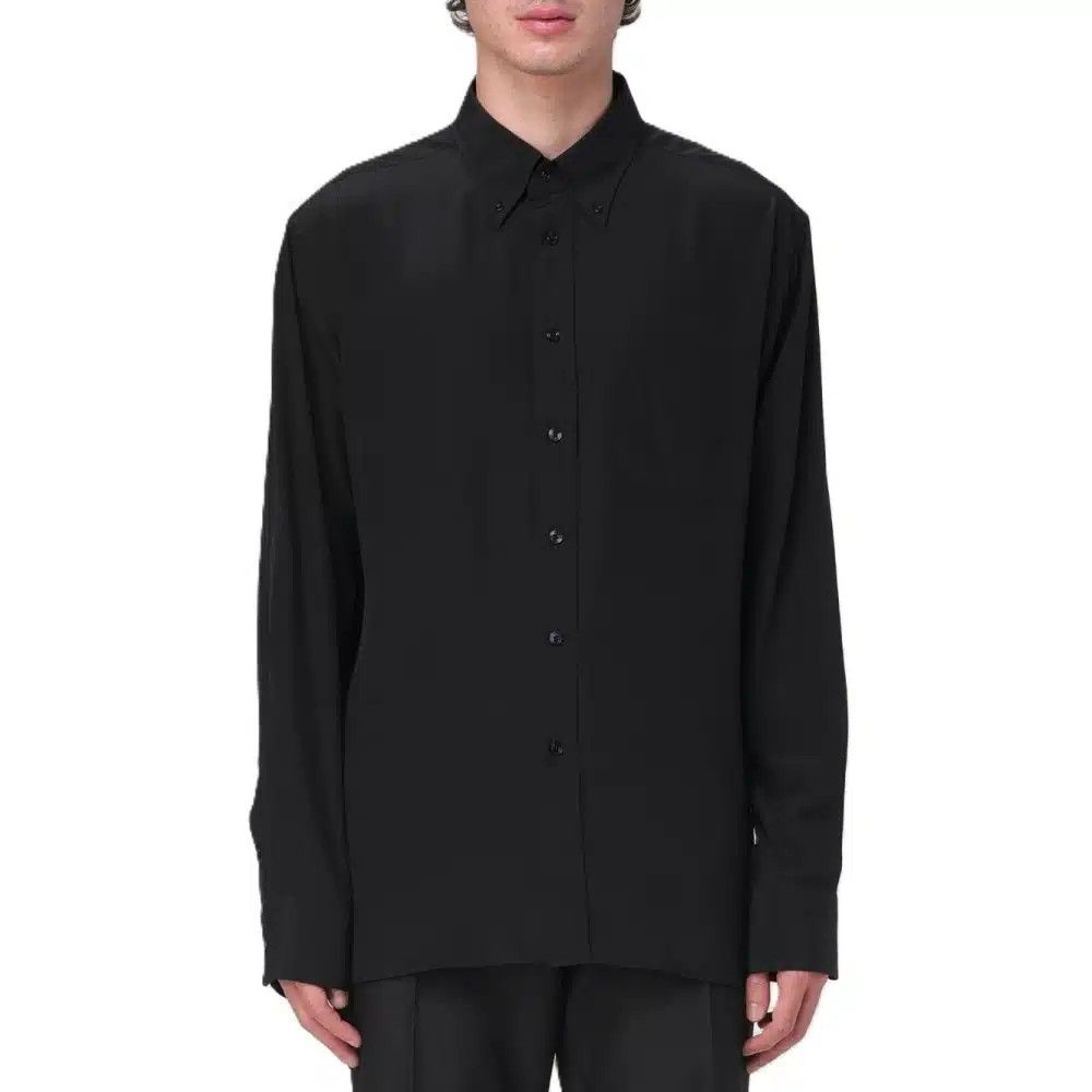 Tom Ford o1loc1c0526 HRO003 Crepe Silk Satin Fluid Shirt in Black Size US M / EU 48-50 / 2 - 1 Preview