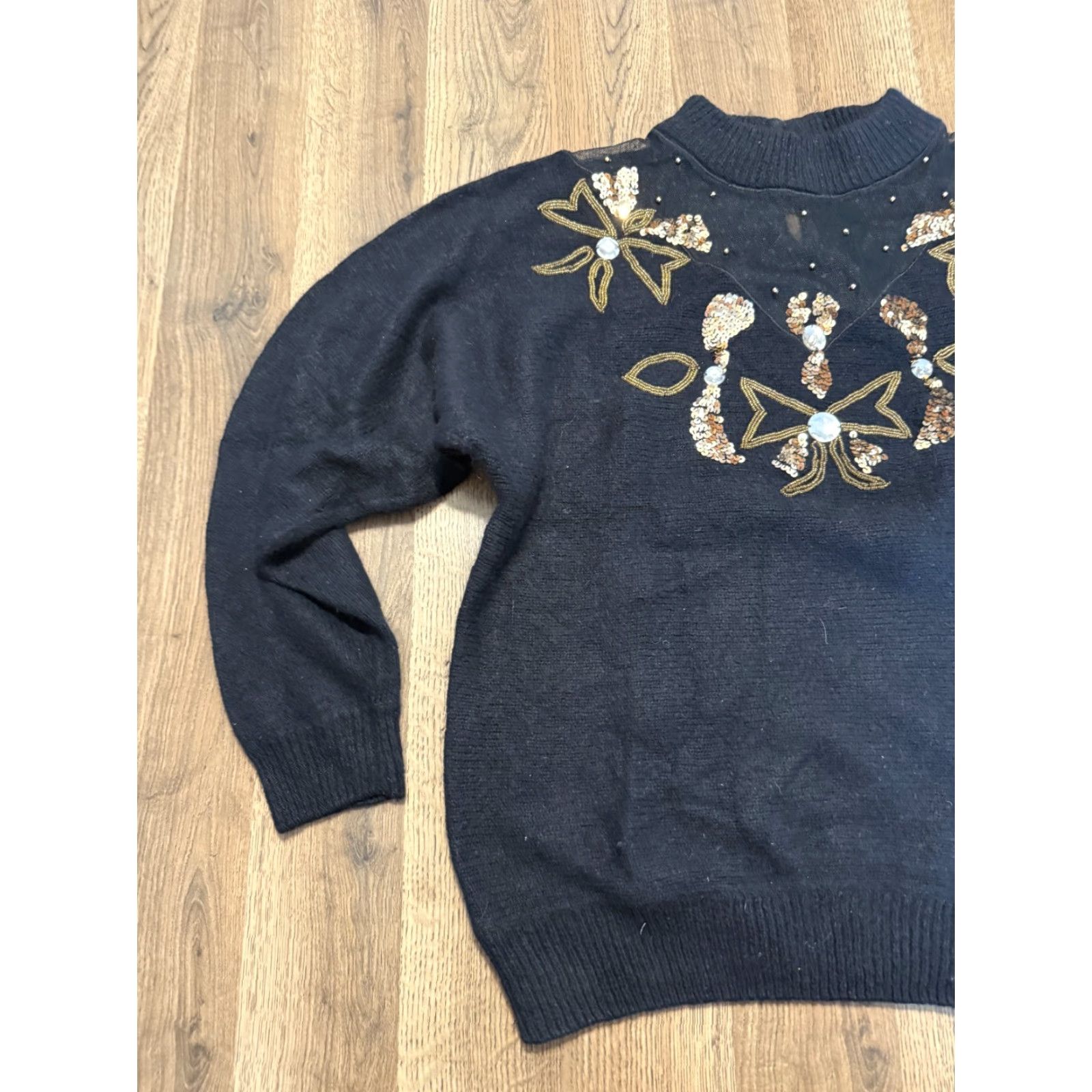 Vintage Work in Progress Sweater Women's Large Black Silk Blend Size L / US 10 / IT 46 - 3 Thumbnail