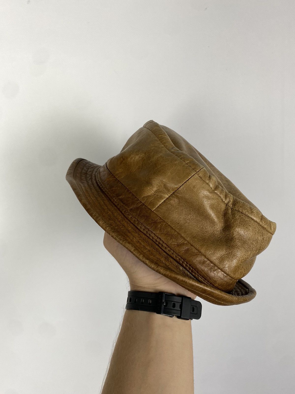 Designer × Leather Avant Garde Retro Cowboy Kulo Leather Hat Size ONE SIZE - 3 Thumbnail