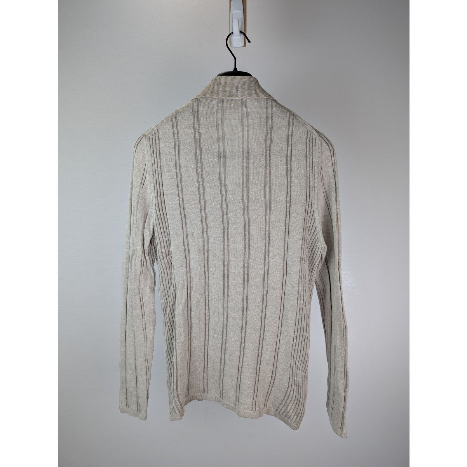 Hermes o1rshd1 CC20 Striped Knit Long-Sleeve Polo Shirt in Beige Size US M / EU 48-50 / 2 - 16 Thumbnail