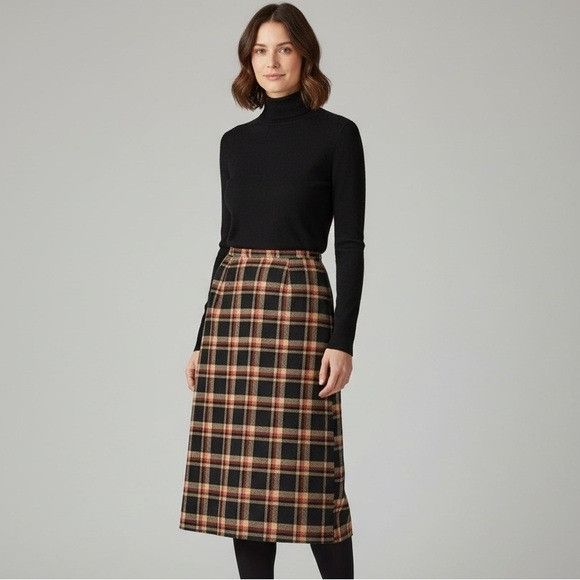 Other Vintage Sag Harbour Plaid Wool Blend Midi Skirt Size 38" / US 16 / IT 52 - 1 Thumbnail
