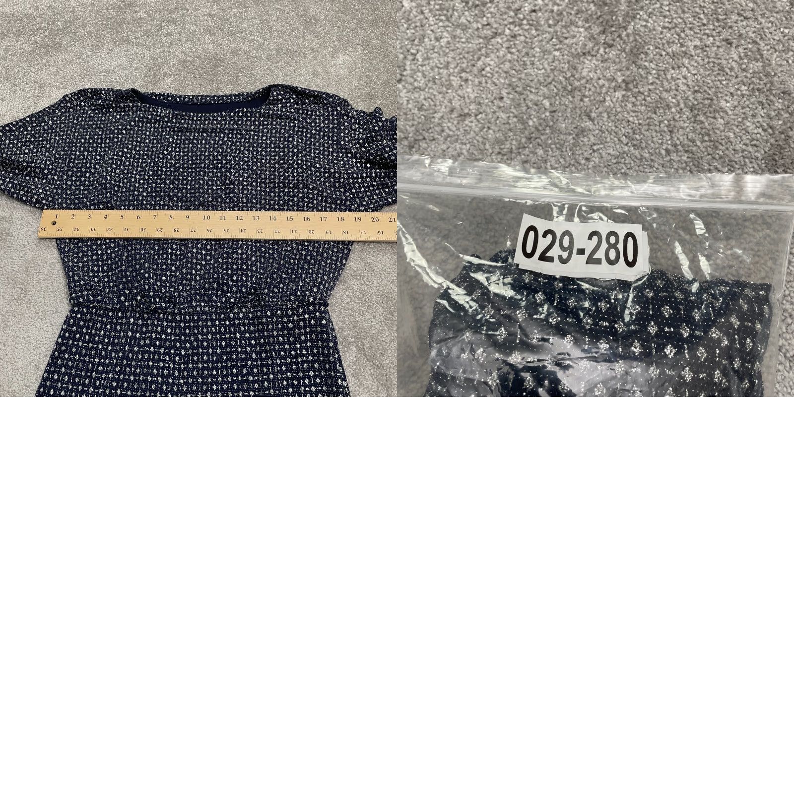 Vintage En Focus Studio Womens Midi Sheath Dress Blue 10 Half Sleeve Glitter Shiny Size L / US 10 / IT 46 - 9 Thumbnail