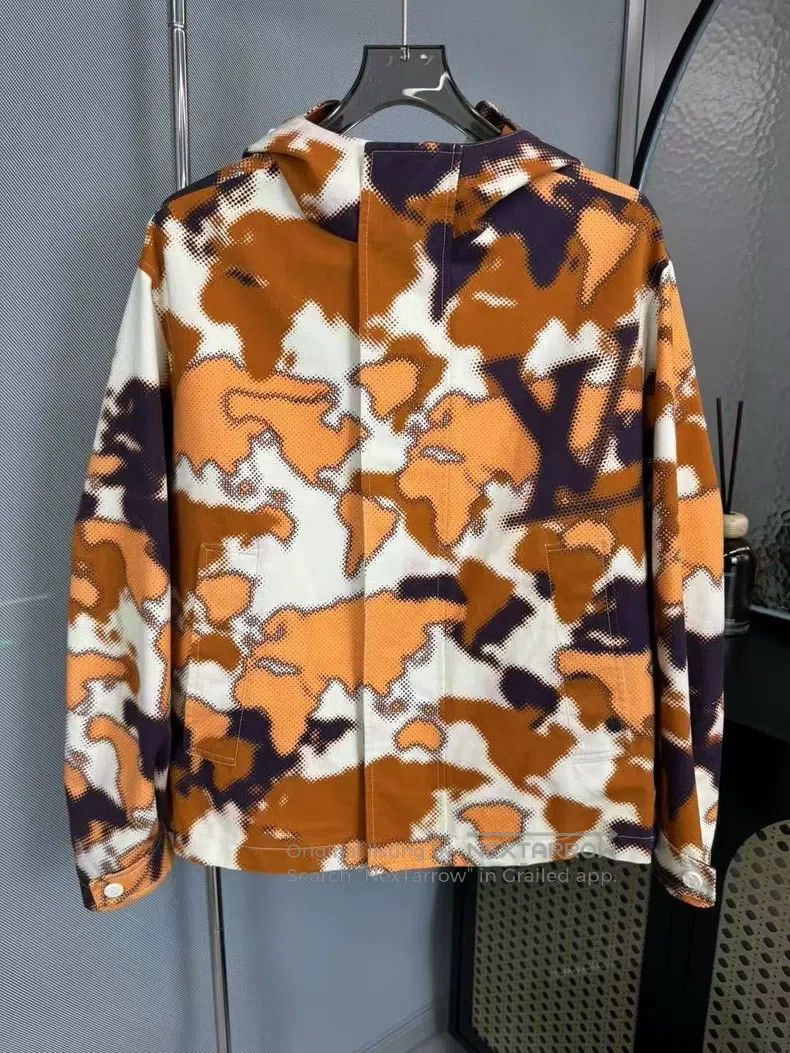 Louis Vuitton Map print orange camouflage assault jacket