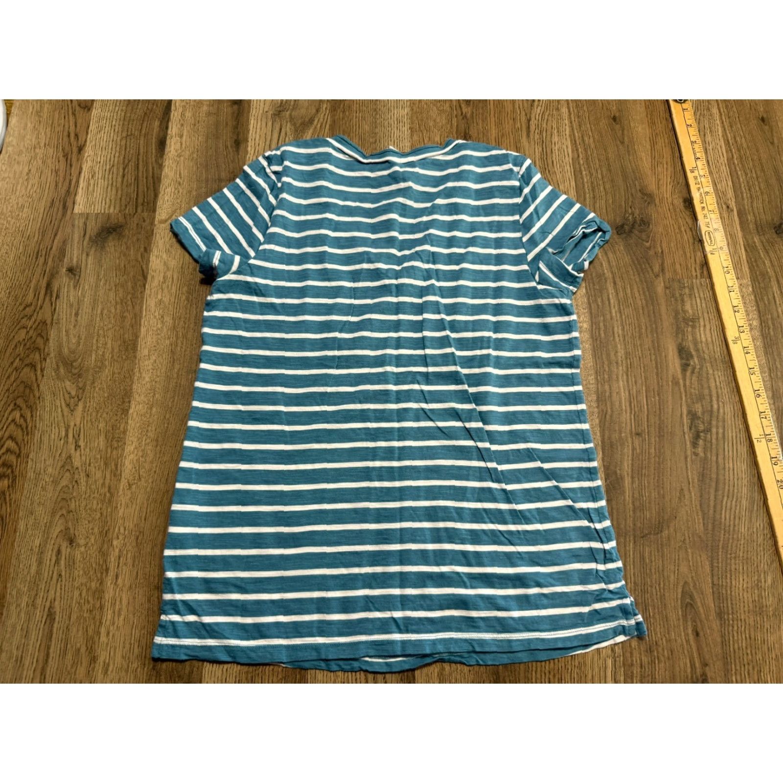 Vintage Caslon Shirts Women Short Sleeve V-Neck Striped Lightweight Blue Medium T-Shirt Casual Womens Size M / US 6-8 / IT 42-44 - 2 Thumbnail