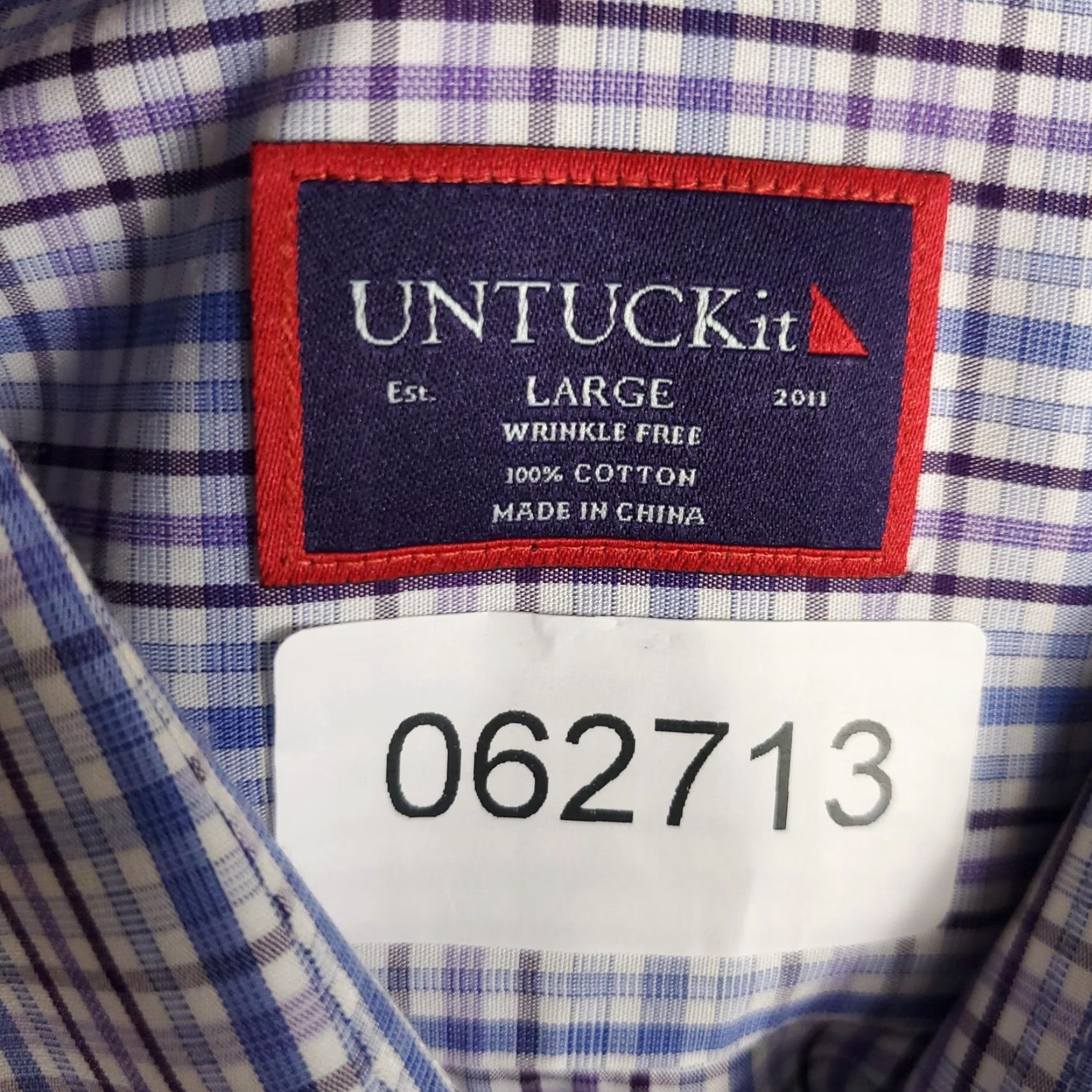 UNTUCKit UNTUCKit Button-Up Shirt Mens Large Blue Plaid Wrinkle-Free Cotton Long Sleeve Size US L / EU 52-54 / 3 - 8 Thumbnail