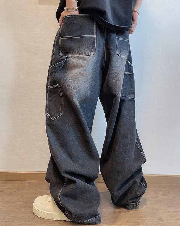 Japanese Brand × Vintage Outdoor retro washed pleated baggy carpenter jeans pants Size US 30 / EU 46 - 6 Thumbnail
