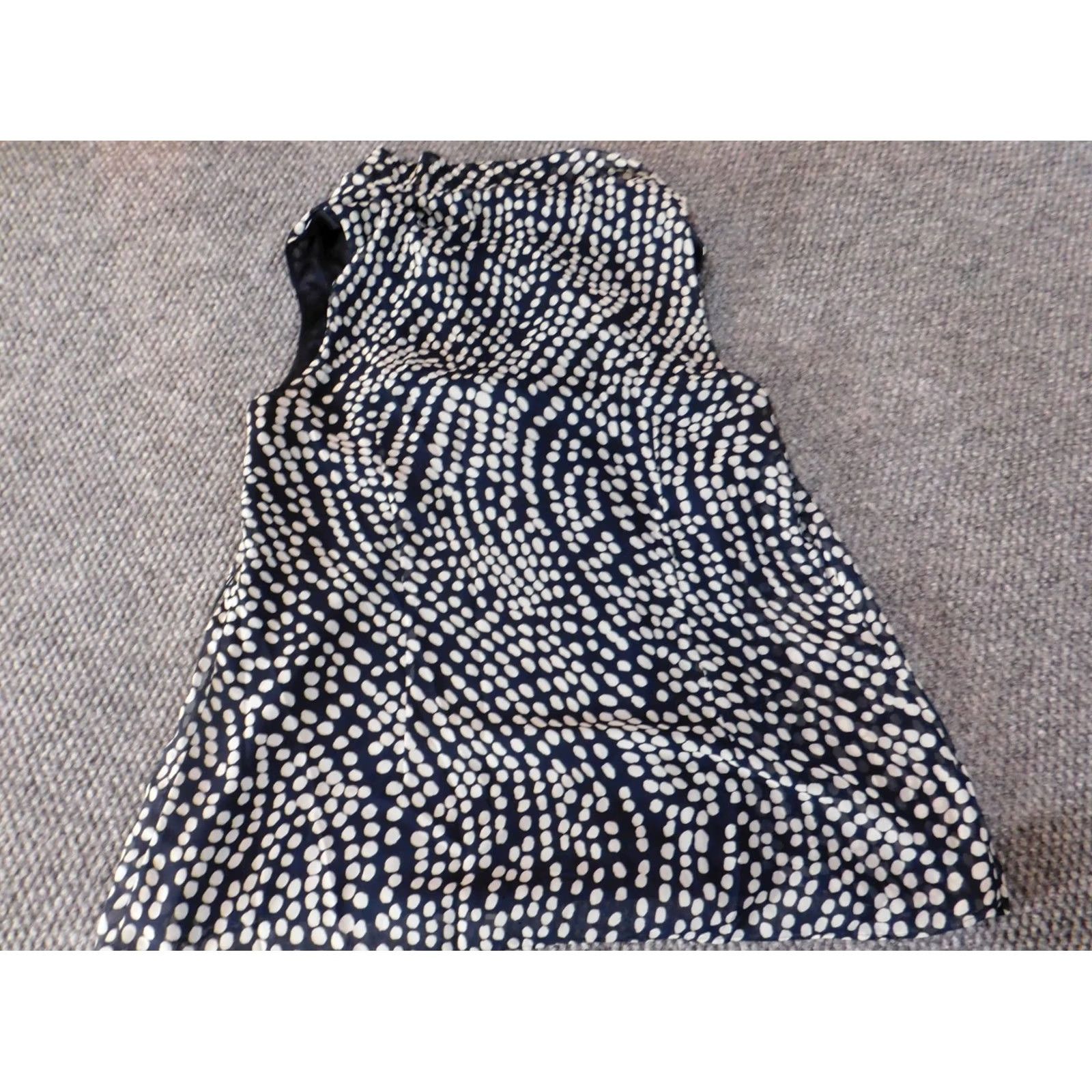Ann Taylor Ann Taylor Blouse Women Medium Blue Polka Dot Lined Pullover Sleeveless Casual Top Women M Blue Ruffle Cap Sleeve? Size M / US 6-8 / IT 42-44 - 7 Thumbnail