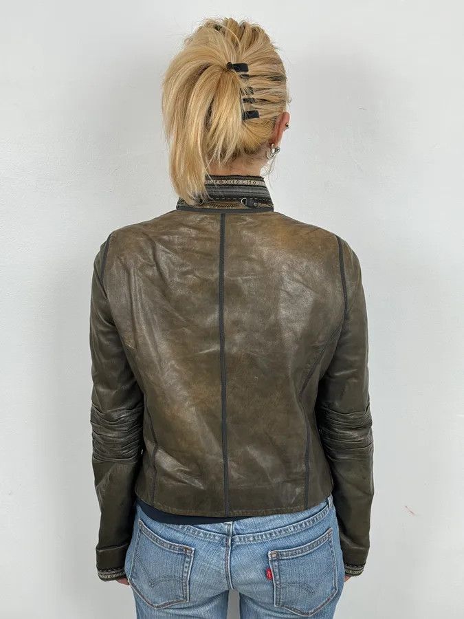 Marithe + Francois Girbaud AW2003 Marithé + François Girbaud Grey Eroded Buttoned Asymmetrical Leather Jacket Size S / US 4 / IT 40 - 3 Thumbnail