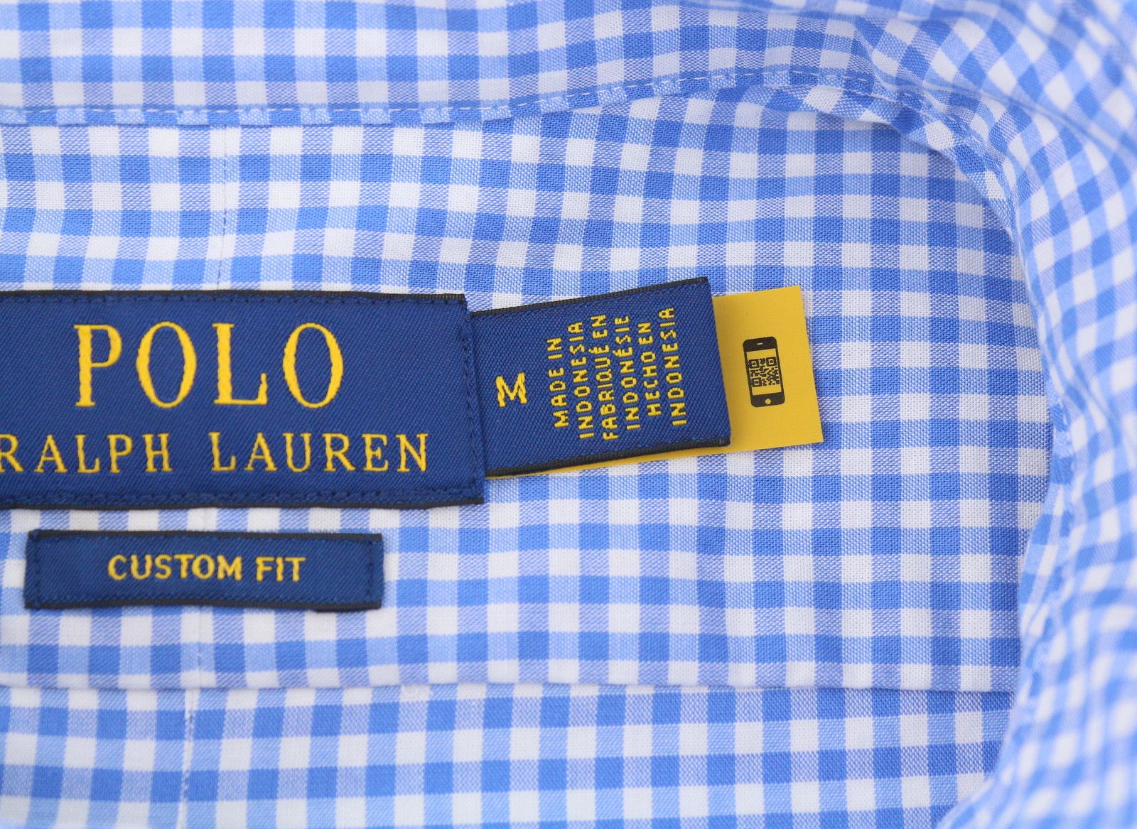 Ralph Lauren CORE REPLEN M Blue Check Button-Down Custom Fit Shirt 87005 Size US M / EU 48-50 / 2 - 6 Thumbnail
