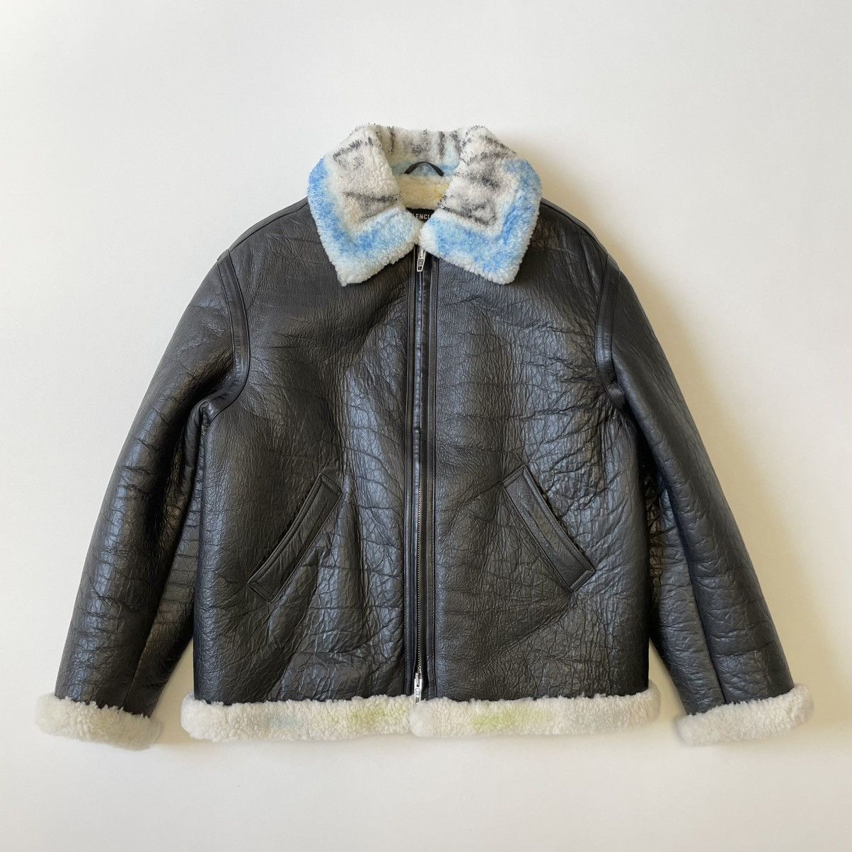 Balenciaga Black Leather ‘Graffiti’ Shearling Jacket Size US M / EU 48-50 / 2 - 2 Thumbnail