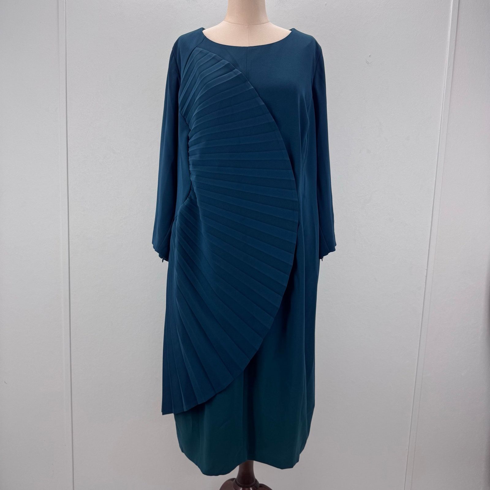 Marina Rinaldi Marina Rinaldi Blue Dizione Pleated Midi Dress Plus 24 Event Size 4XL / US 24-26 - 3 Thumbnail