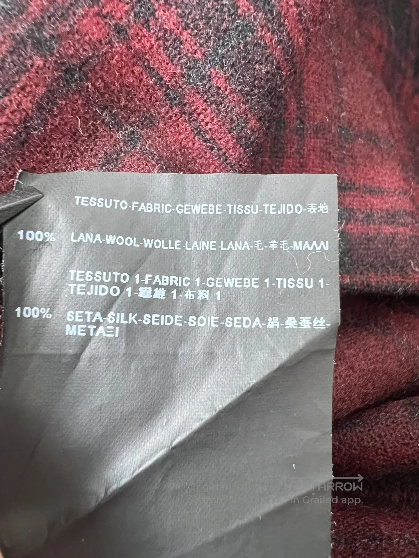 Saint Laurent Paris Saint Laurent Wool Shirt with Burgundy Check. Size US M / EU 48-50 / 2 - 6 Thumbnail