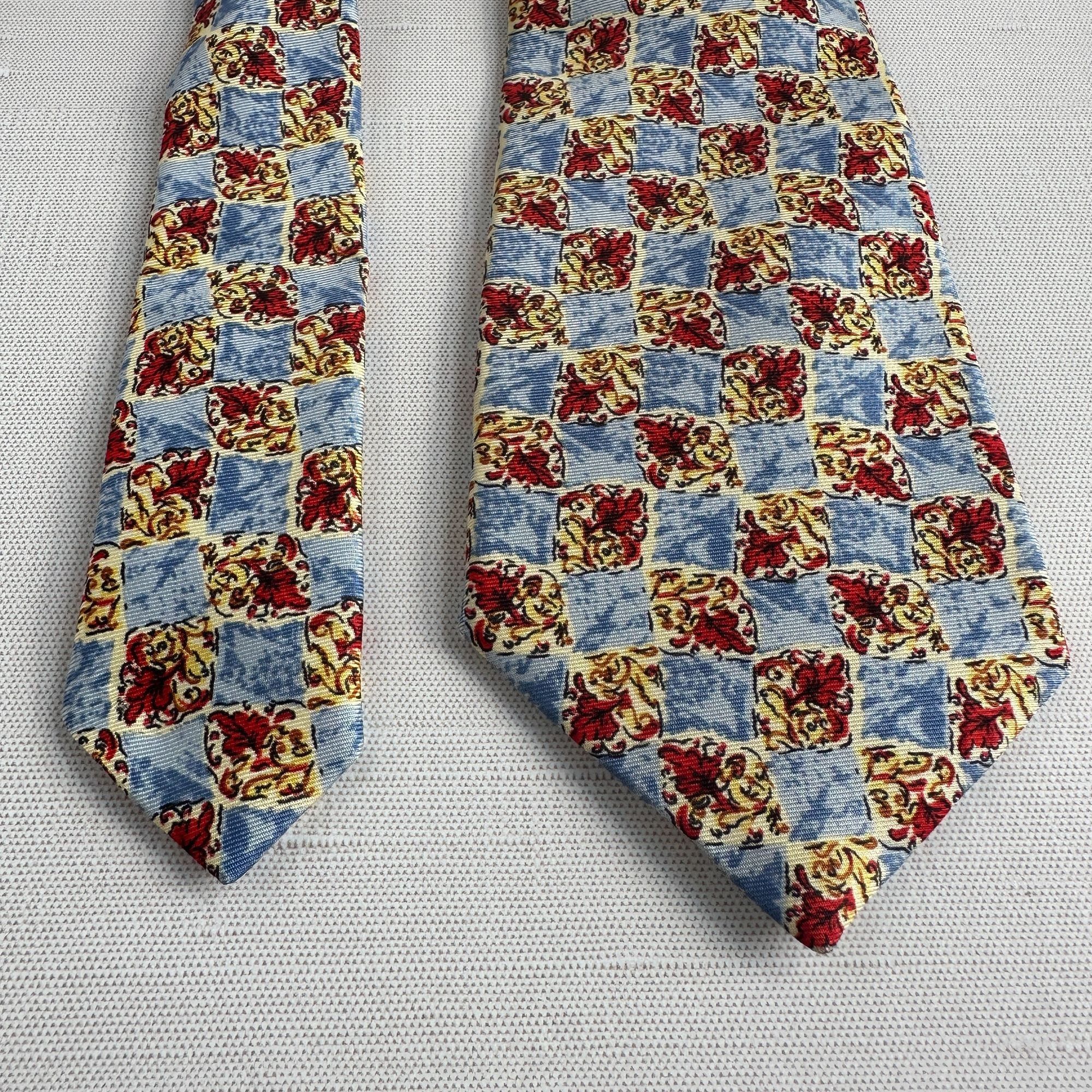 Other Pink London Mens Silk Tie Blue Red Yellow White Checkered Pa Size ONE SIZE - 3 Thumbnail