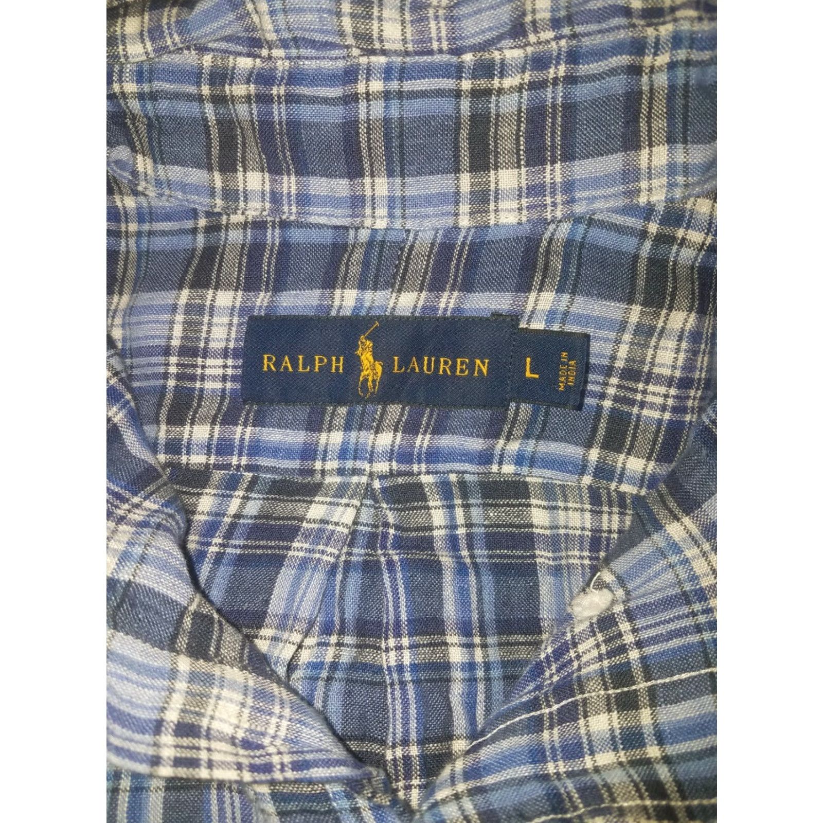 Ralph Lauren Ralph Lauren Plaid Button-Down Shirt Mens L Linen Blue Multicolor Long Sleeve Shirt Size US L / EU 52-54 / 3 - 6 Thumbnail