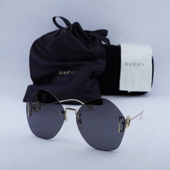 Gucci Gucci GG1203S 002 Sunglasses Gold Round Frame, Grey Lenses Size ONE SIZE - 11 Thumbnail