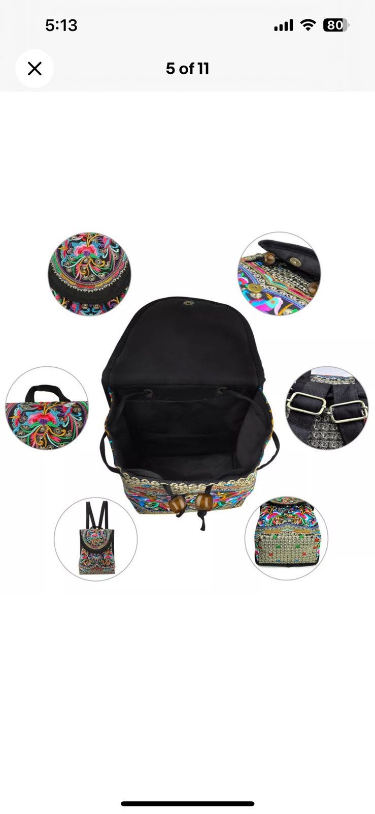Other Women's Handmade Mini Backpack Purse – Adjustable Travel Bag Size ONE SIZE - 6 Thumbnail