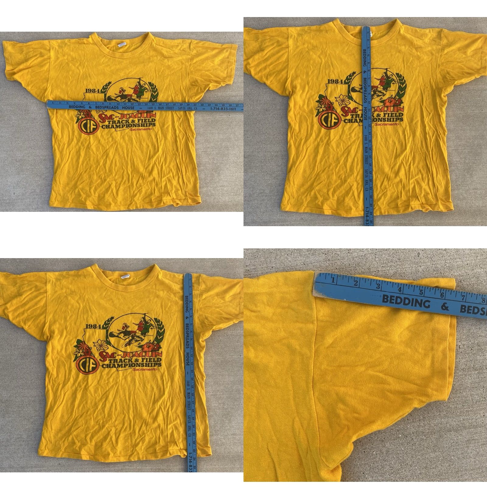 Champion VINTAGE Champion Sacramento T-Shirt XL School Sports 1984 CA 80s California Track & Field Championships Shirt Mens Yellow Size US XL / EU 56 / 4 - 8 Thumbnail