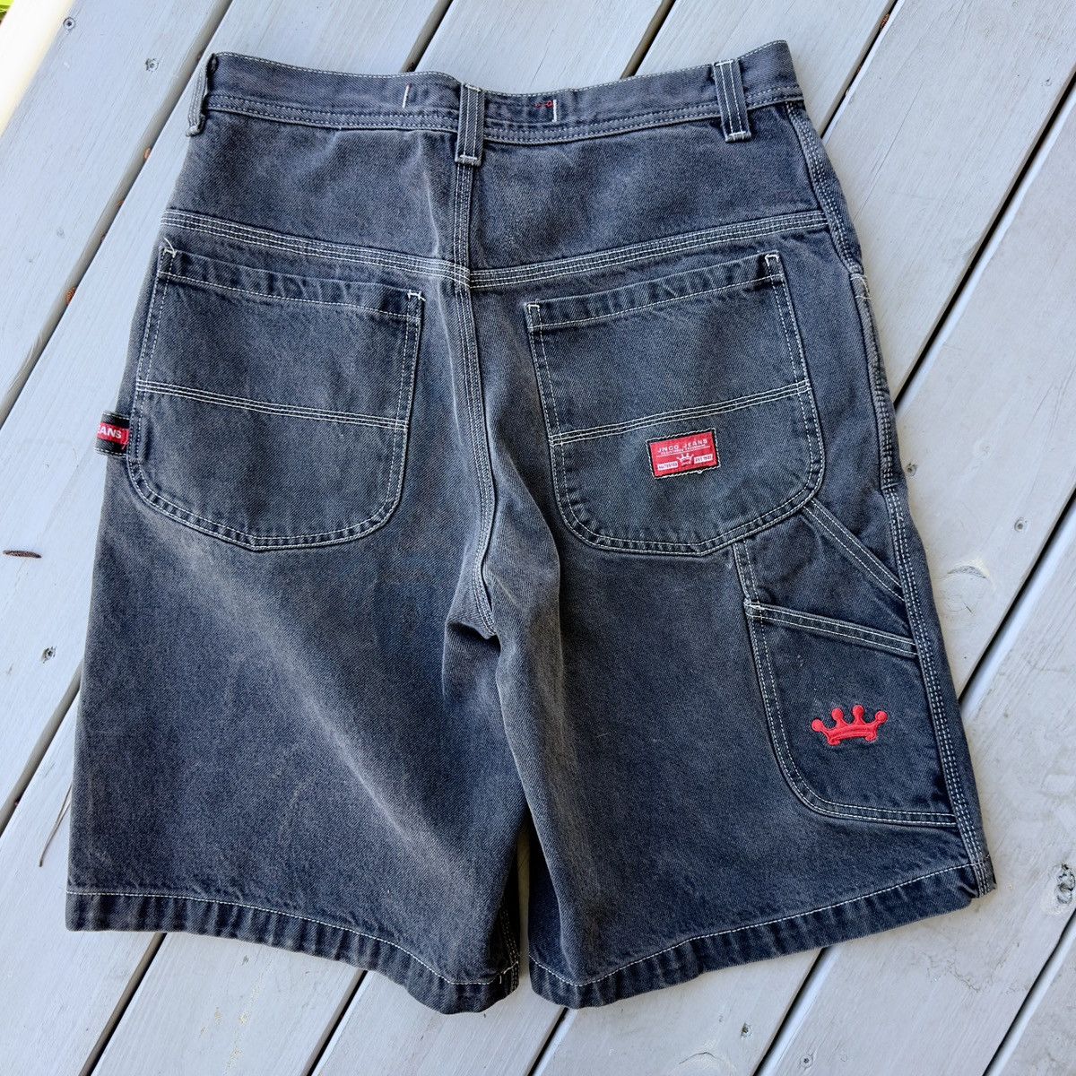 image of Vintage Jnco Y2K Jean Shorts Size 33 Black Baggy, Men's