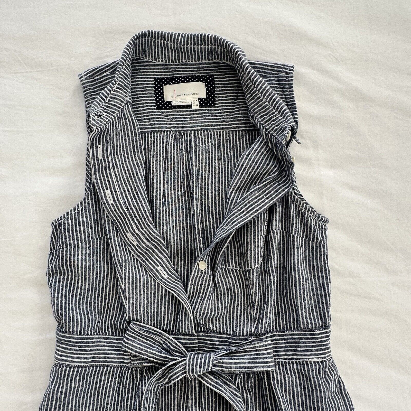 Anthropologie Anthropologie Collared Jumpsuit Shorts Cotton Linen US 4 Size 27" / US 4 / IT 40 - 10 Thumbnail