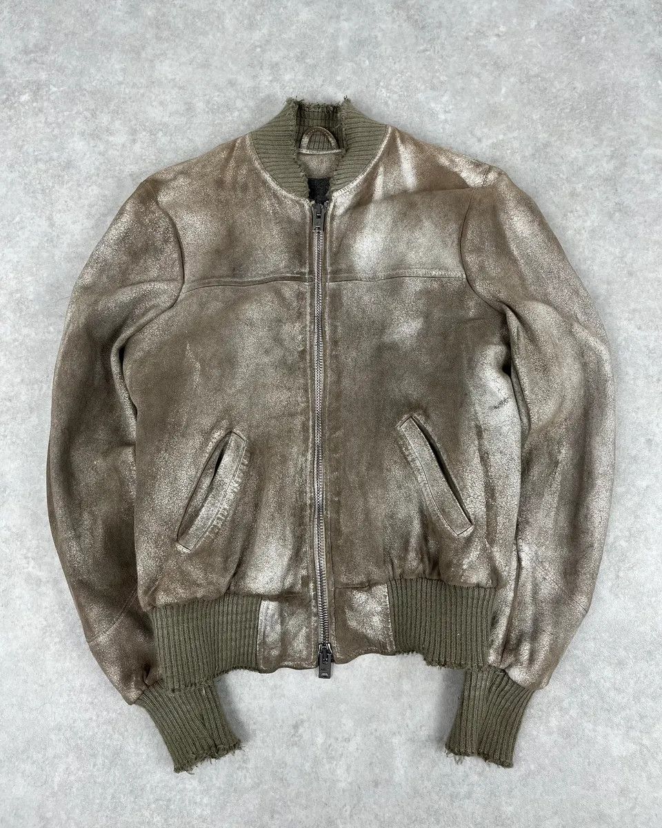 Giorgio Brato 2000s Giorgio Brato Beige Suede Washed Bomber Jacket Size S / US 4 / IT 40 - 1 Thumbnail
