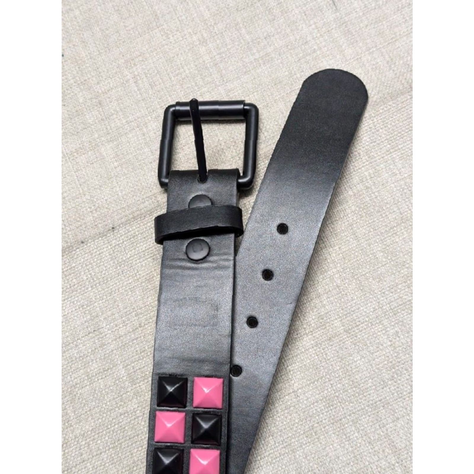 Vintage VINTAGE Y2K belt STUDDED pink black 32 Western Belt Mens Size 32 - 4 Thumbnail