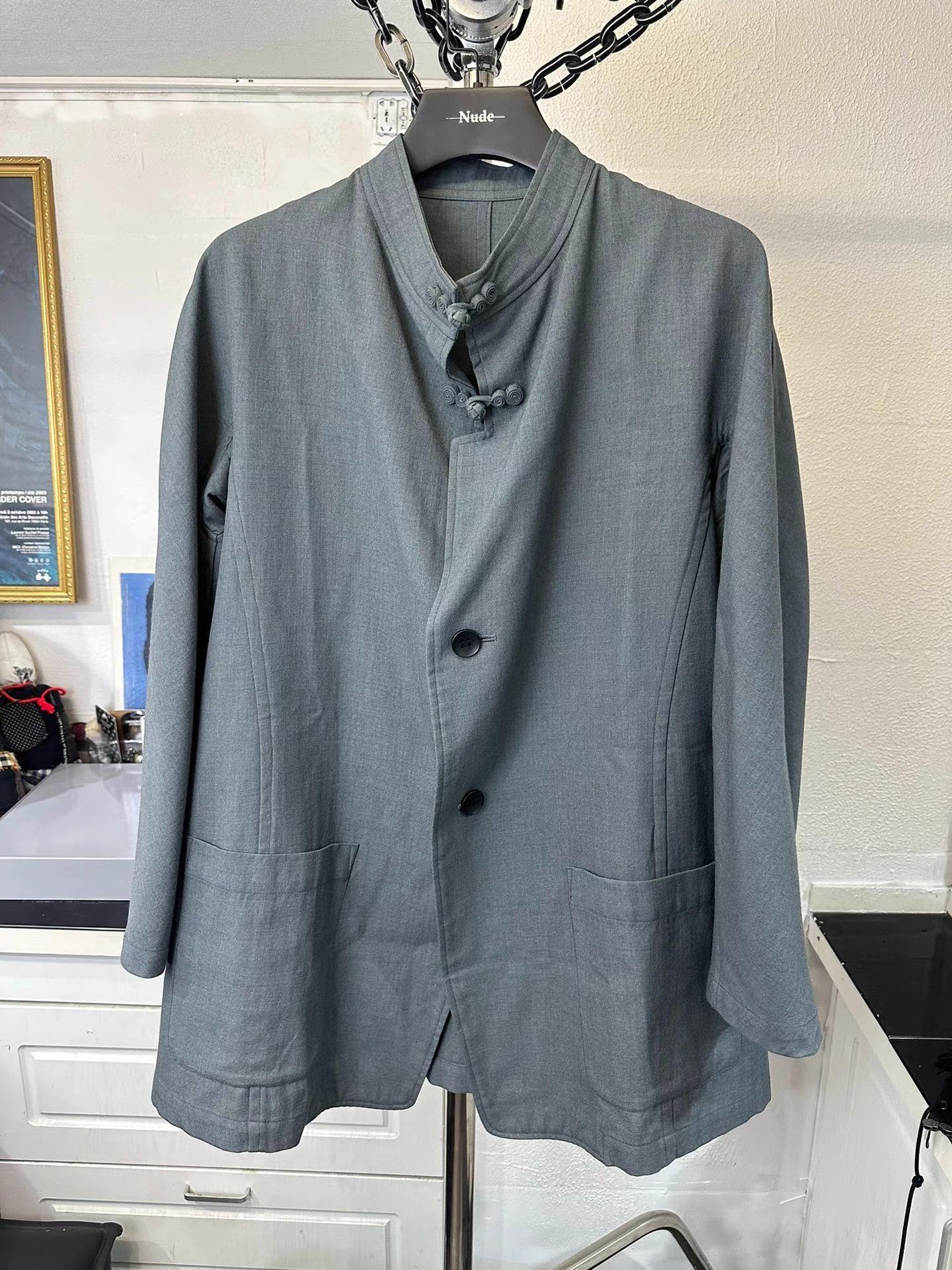 Yohji Yamamoto Gray Mandarin Collar Light Jacket - XL Size US XL / EU 56 / 4 - 1 Thumbnail