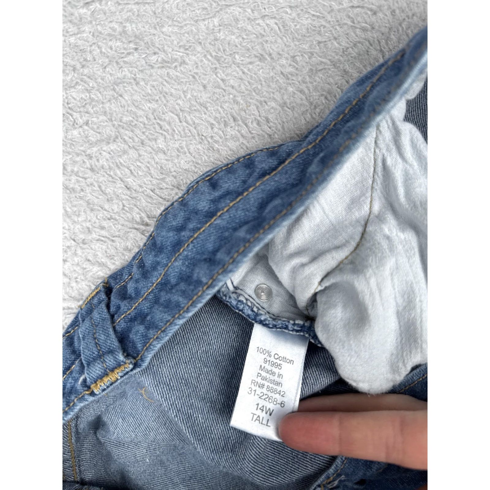 Vintage Woman Within Jeans 14W Tall Womens Blue Straight Leg Denim Double Button Zip Fly Size 36" / US 14 / IT 50 - 7 Thumbnail