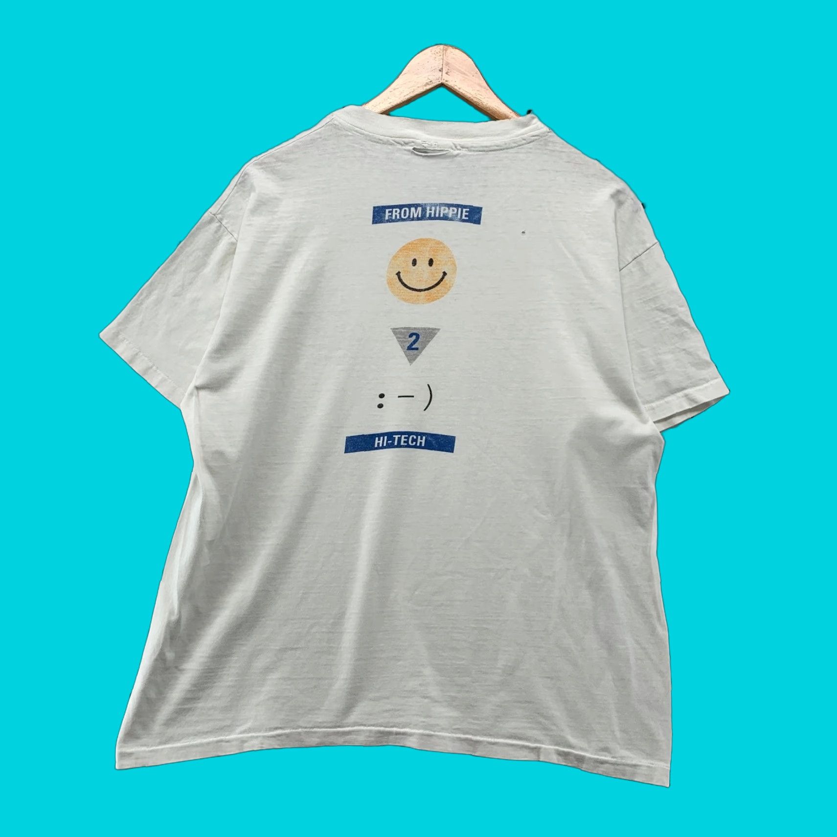 Hanes VINTAGE Kinkos Smiley Face Shirt Mens L White Hanes T-Shirt 90s Cyber Punk Hippie Hi Tech Funny USA Women/Men Size US L / EU 52-54 / 3 - 1 Thumbnail
