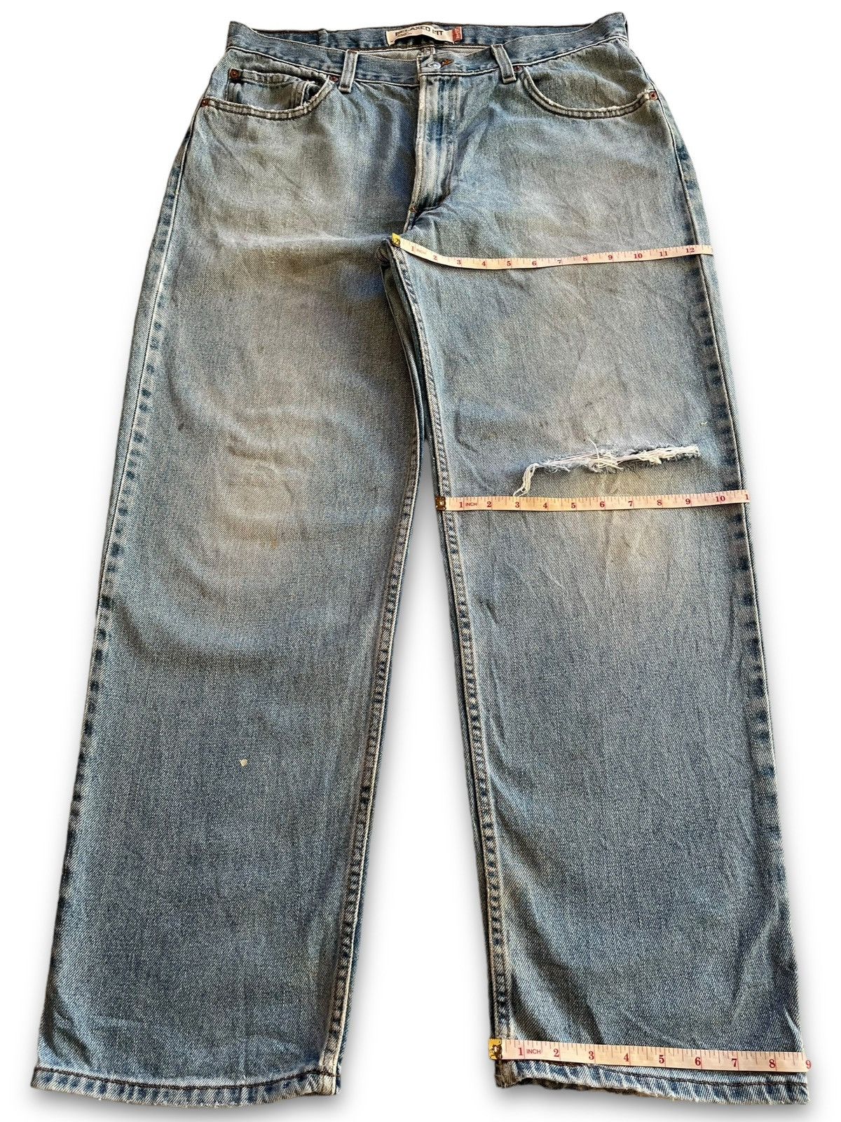 Levi's × Levi's Vintage Clothing Vintage 90s Levis 550 Ripped Distressed Baggy Jeans 35x30 Size US 35 - 13 Thumbnail