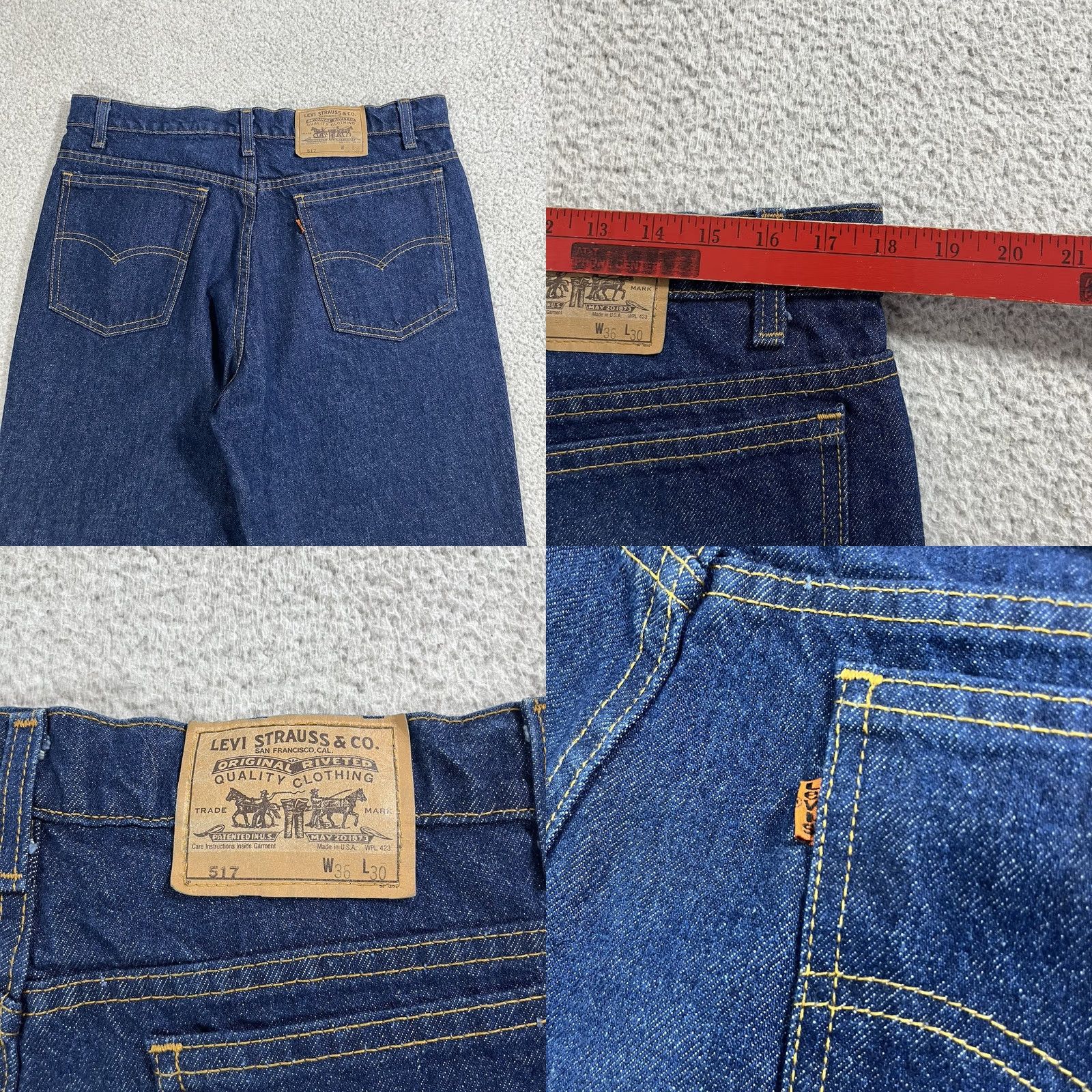 Levi's Levis 517 Jeans Mens 36x30 Denim Blue Vintage Dark Wash USA 80s 90s Bootcut 5-Pocket Design Regular Shirt? Size US 36 / EU 52 - 9 Thumbnail